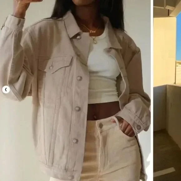 Princess Polly Western Denim Jacket Beige Size XS-S - Picture 10 of 10